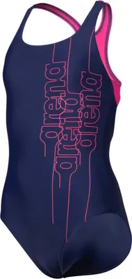 Image de Maillot de bain arena pour fille Swim Pro Back Graphic Print, couleur : bleu foncé, tailles enfant : 128