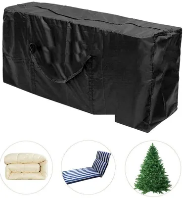 Produktbild von Aufbewahrungstasche und Schutzhülle für Auflagen - 116×47×51 cm - 210D Oxford-Gewebe - UV-Schutz - Tasche für Gartenstuhlkissen - Schwarz