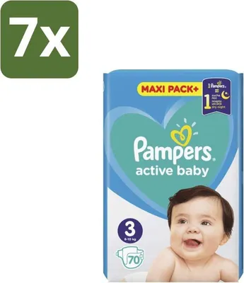 Produktbild von Pampers – Windeln – Active Baby Größe 3 – 70 Windeln - Vorteilspack - 7 Stücke