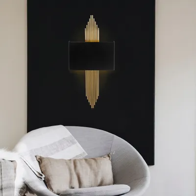 Immagine prodotto di Opviq, 612, 35 x 10 x 2, lampada da parete, nero, oro, corpo in metallo