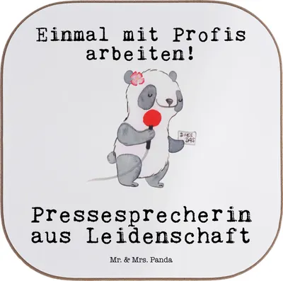 Produktbild von Mr. & Mrs. Panda Untersetzer für Gläser Pressesprecherin Leidenschaft - Weiß - Geschenk, Tischuntersetzer, Coaster, gläseruntersetzer, Tassenuntersetzer, Tasse