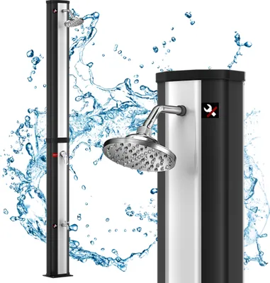 Produktbild von LARS360 35L stříbrný + černý solární zahradní sprchový systém teplota vody až 60 ℃ solární sprcha s 180° otočnou dešťovou sprchovou