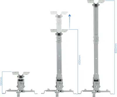Immagine prodotto di Tooq - supporto a soffitto per proiettore pj2012t-s - inclinabile - 20 kg - distanza dal soffitto 430-650 mm - argento