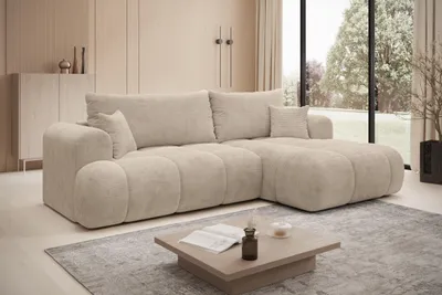Produktbild von Ecksofa TREVIO Rechts in Beige Stoff POSO 260 × 93 x 165 cm – Modernes Designsofa mit Ottomane
