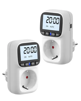 Produktbild von DEWENWILS Zeitschaltuhr Steckdose Digital 2er Pack, 16A 3680W, LCD Display  mit Hintergrundbeleuchtung, 8 Programme, KI-generiertes Bild