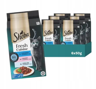 Produktbild von SHEBA Portionsbeutel Katzennassfutter Multipack Fresh Cuisine Taste of Tokyo mit Thunfisch, Lachs und Weißfisch, 6x6x50g