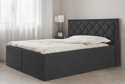 Produktbild von Bett, Boxspringbett DORMI, mit T25 Topper, Federkern, Doppelbett, Stauraum, 180x200 cm, (Schwarz - Itaka 15)
