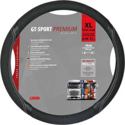 Produktbild von LAMPA 98010 GT-Sport Lenkradbezug TPE Ø49-51cm Schwarz Silber Lenkradhülle