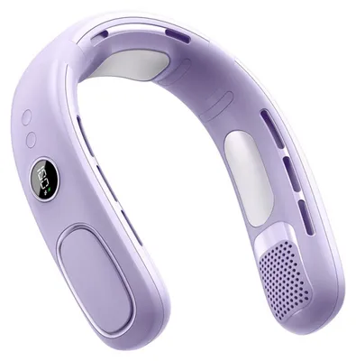 Produktbild von Zimilo Nackenventilator mit TEC Kühlung, kühlt bis zu 16 Grad, 5 Stufen, 4000mAh Akku, 17 Stunden Laufzeit, Geräuscharm, Type C, LED Anzeige, Lila