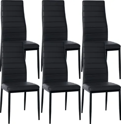 Produktbild von 6er Set Esszimmerstühle HLO-CP16 Kunstleder  schwarz
