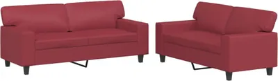Image de vidaXL Canapé 2 pièces vin rouge similicuir