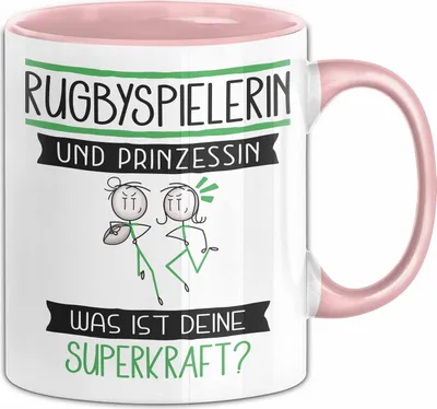 Produktbild von Rugbyspielerin Und Prinzessin Tasse Geschenk Für Eine Rugbyspielerin Geburtstag Was Ist Deine Superkraft (Rosa)