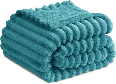 Immagine prodotto di Coperta in pile, 150 x 200 cm, coperta per letto singola (90 cm), grande coperta per divano, in flanella, extra morbida, calda, blu-verde, 100% microfibra, flanella