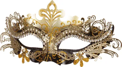 Produktbild von Augenmaske Venezia aus Metall filigran Schwarz Gold Maske für Erwachsene