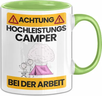 Produktbild von Camper Tasse Geschenk Lustiger Spruch Geschenkidee für Camper Achtung Hochleistungs Camper Bei Der Arbeit (Grün)