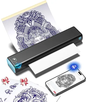 Produktbild von Phomemo M08F Tattoo Drucker A4, Kabelloser Schablonen-Thermodrucker mit 10 Transferpapier, für Künstler & Anfänger, kompatibel mit Phone, Tablet, PC