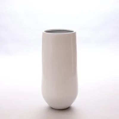Produktbild von Elegant Einrichten | Pflanzkübel | Fiberglas | rund konisch | D25xH55cm | hochglanz weiß.