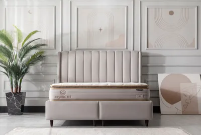 Produktbild von Organic Bett Set, Liegefläche:160x200, Produkt:Bett Set (mit Matratze), Farbe:Beige
