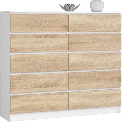 Image de Akord Commode 10 Tiroirs Blanc Chêne Sonoma 138X40X121