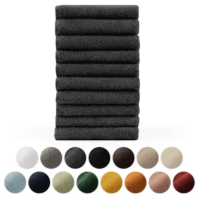 Image de Blumtal Premium Set de serviettes éponge avec boucles de suspension - coton Oeko-TEX, doux, très absorbant - 10x serviettes invités (30x50 cm), anthracite