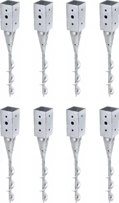 Produktbild von Alberts 8 x Einschraub-Bodenhülse für Vierkantholzpfosten, 71 x 71 mm, Länge 595 mm, feuerverzinkt, zum Einbetonieren