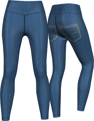 Produktbild von Jeans Leggings sehr dehnbar für Sport,Yoga, Gymnastik, Training & Fashion Blau, Größe:L