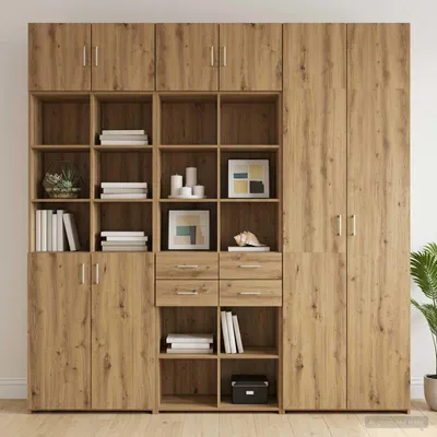 Image de Armoire de rangement vidaXL avec étagères, imitation chêne artisanal, 70 x 42,5 x 225 cm