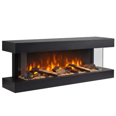 Image de Xaralyn cheminée électrique - Disegno 120SB - noir bois - chauffage 1400 Watt - avec télécommande - cheminée électrique 3 faces - cheminée décorative