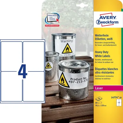 Produktbild von Avery L4774-20 Druckeretikett Selbstklebendes Druckeretikett