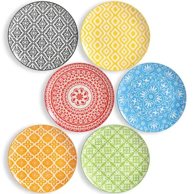 Zdjęcie produktu dla Zestaw 6 talerzy obiadowych, średnica 25,4 cm, styl boho