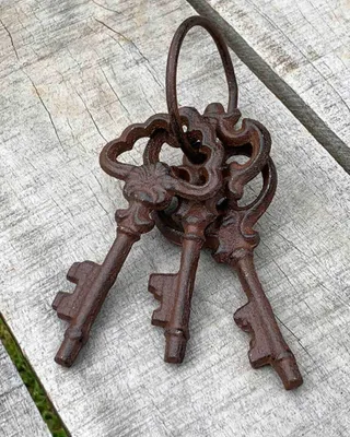 Produktbild von Nostalgie Schlüsselbund 3 Schlüssel zur Deko Gusseisen AntikStil Braun