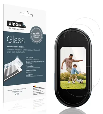 Produktbild von 2x Schutzfolie für CAMWORLD AC27 - Anti-Shock 9H Folie dipos Glass Kunststoffglas