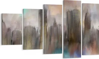 Produktbild von Bild auf Leinwand - Leinwandbild - Stadt Abstraktion - 100x60cm - Wand Bild - Wanddeko - Wandbilder - Leinwanddruck - Bilder - Kunstdruck - Wanddekoration - Leinwand bilder - Wandkunst - EG100x60-3675