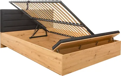 Produktbild von Bett mit Bettkasten 140x200cm Holzoptik und Schwarz