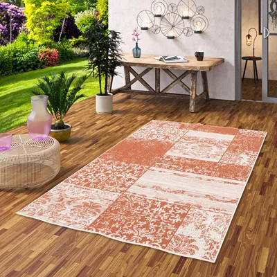 Produktbild von In- und Outdoor Teppich Beidseitig Carpetto Terrakotta Patchwork, Größe:80x150 cm