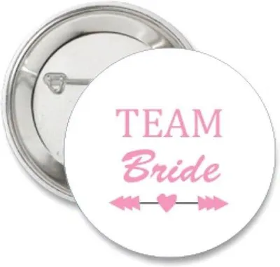 Produktbild von Anstecker Set Team Bride Tribe für Junggesellenabschied, 10 weiße Knöpfe