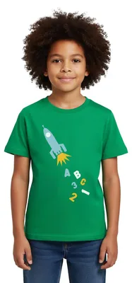 Produktbild von Spreadshirt Schulrakete Einschulung Schule Rakete Kinder T-Shirt, 110/116 (5-6 Jahre), Kelly Green