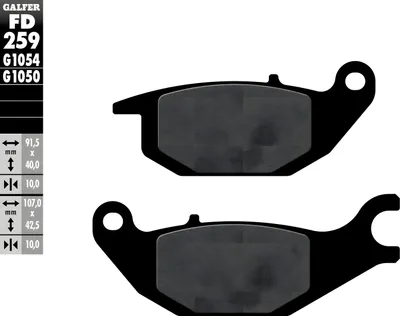 Immagine prodotto di Pastiglie freno Galfer FD259G1050 semi-metalliche per scooter, posteriore, compatibili con Yamaha Tricity MWD, Honda XL V Varadero CBR R 125 - 300 cc