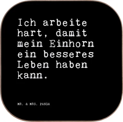 Produktbild von Mr. & Mrs. Panda Untersetzer für Gläser Ich arbeite hart, damit... - Schwarz - Geschenk, lustig, Holzuntersetzer, Menschen, Phantasie, eckiger, Tischuntersetzer, Coaster