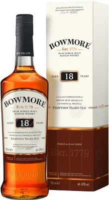 Produktbild von Bowmore 18 Jahre Islay Single Malt Whisky in Geschenkpackung | 43 % vol | 0,7 l