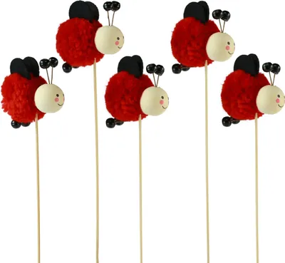Produktbild von Pflanzenstecker Marienkäfer Holzdeko Blumenstecker 27,5cm 9er Set Gartendeko, 9 Stück