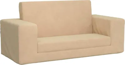 Produktbild von vidaXL Kinder-Schlafsofa 2-Sitzer Creme Weicher Plüsch