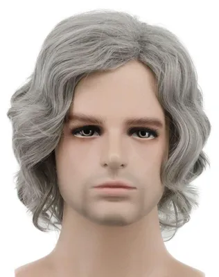 Obrázok produktu pre Dámska krátka, vlnitá paruka, sivá farba, vhodná na cosplay, anime kostýmy, vyrobená zo syntetických vlákien, s nastaviteľnou veľkosťou