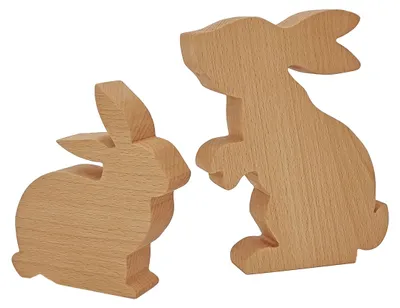 Produktbild von Tischdeko Hasenfamilie Holzhasen Buche massiv Hasen Set Osterdeko 40.11-012