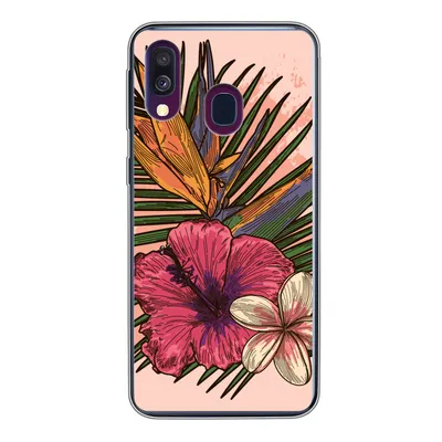 Produktbild von MuchoWow® Handyhülle Schutzhülle Hülle für Samsung Galaxy A40 Blumen - Tropisch - Rosa Silikon Softcase Handy Hülle - Handy-Tasche