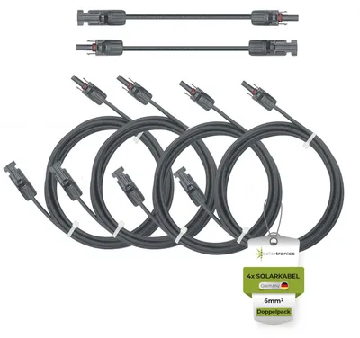 Productafbeelding van solartronics Solarkabel dubbelpak 4 x 1,5 meter 6 mm² - Verlengkabel 6 m² - Incl - 3 UStG (4 x 1,5 m)