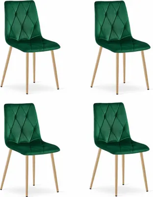 Immagine prodotto di LIBRA Sedie per sala da pranzo, soggiorno, ufficio - velluto verde scuro / gambe in legno 4 pezzi