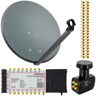 Produktbild von PremiumX SAT Anlage 80cm Antenne Multischalter 5/16 LNB 40x F-Stecker