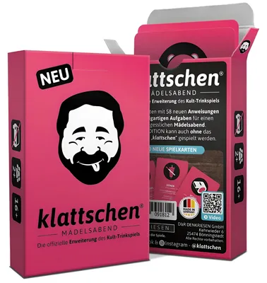 Produktbild von DENKRIESEN - klattschen® - Mädelsabend - SPIELKARTENKARTON "Das wahrscheinlich beste Trinkspiel aller Zeiten"