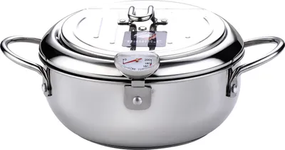 Produktbild von Fritteuse Topf Edelstahl Friteuse im japanischen Stil mit Thermometer und oeltropfablage fuer Pommes Frites Shrimp Chicken Fish